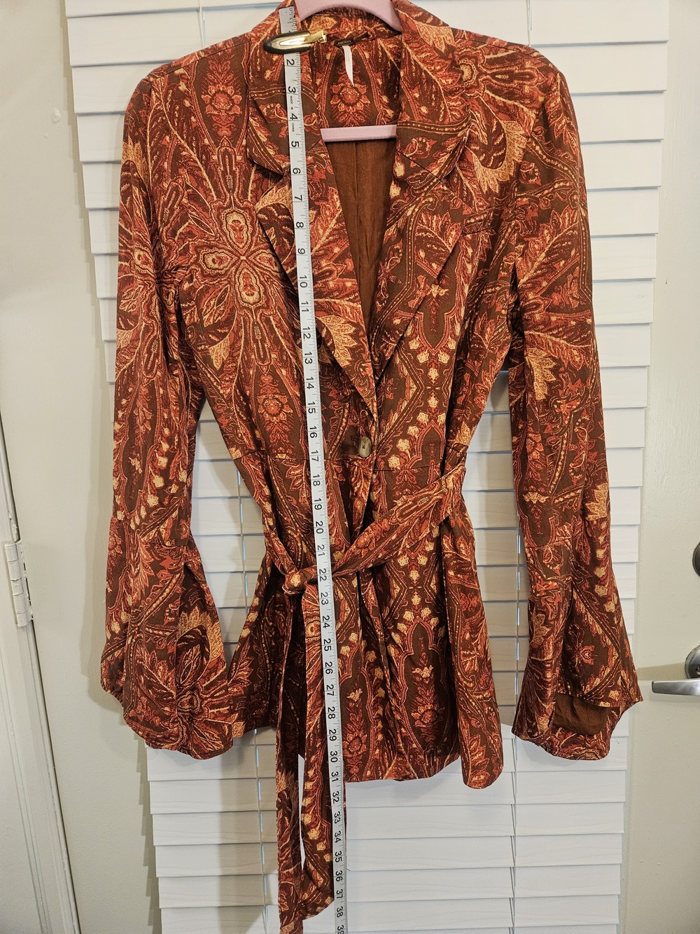 Free People Abigail Blazer Jacket Paisley Boho Rust Size Medium - Picture 8 of 11